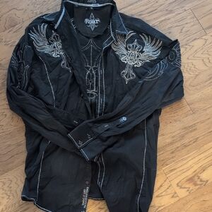 Roar Men's Black Embroidered Jacket